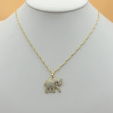 Necklaces - 14K Gold Plated. Elephant with crystals & Chain. *Premium Q*