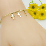 Bracelets - 14K Gold Plated. 3 Crosses. *Premium Q*