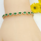 Bracelets - 18K Gold Plated. Green CZ. Elegant - Luxury  *Premium Q*