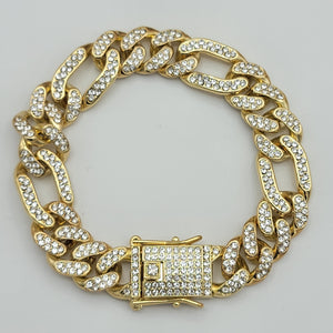 Bracelets - Gold Plated. Hip Hop Jewelry. Figaro Chain Bracelet - 13.5mm -8in