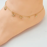 Anklets - 18K Gold Plated. Shell Dolphin Stars. Sea Nautic *Premium Q*