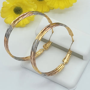Earrings - Tri Color Gold Plated. 4mm Hoops. *Premium Q*
