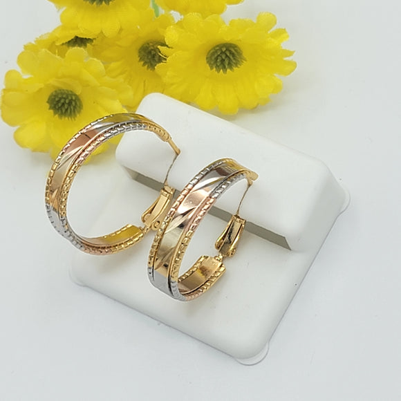 Earrings - Tri Color Gold Plated. 5mm Hoops. *Premium Q*