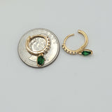 Earrings - 18K Gold Plated.  Clear & Green Crystals Small Hoops. *Premium Q*