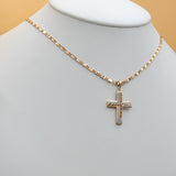 Necklace - 18K Gold Plated. Crucifix Jesus Cross Greek Decor Pendant & Chain. *Premium Q*