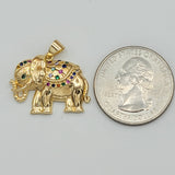 Pendant - 14K Color Gold Plated. Multicolor crystals - Elephant