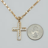 Necklace - 18K Gold Plated. Crucifix Jesus Cross Greek Decor Pendant & Chain. *Premium Q*