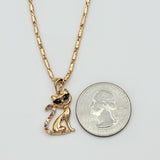 Necklace - 18K Gold Plated. Cat Multicolor crystals. *Premium Q*