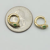 Earrings - 14K Gold Plated. Snake with green eyes Hoops *Premium Q*