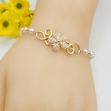 Bracelets - 18K Gold Plated. Flower - Pearls Chain. *Premium Q*