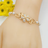 Bracelets - 18K Gold Plated. Flower - Pearls Chain. *Premium Q*