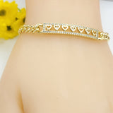 Bracelets - 14K Gold Plated. ID Bracelet with Hearts. *PremiumQ*