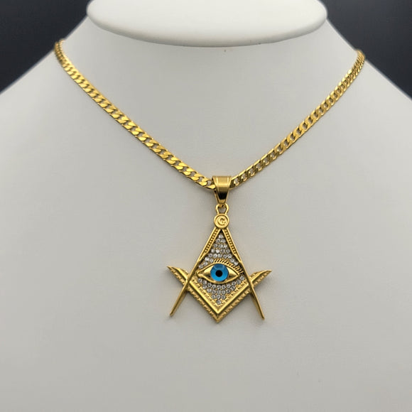 Pendants - Stainless Steel Gold Plated. Eye of Providence. Triangle. *Premium Q*