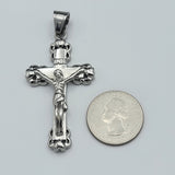 Necklace - Stainless Steel. Jesus Crucifix Cross Pendant - Chain.  *Premium Q*