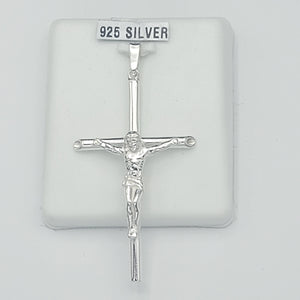 Pendants - 925 Sterling Silver. High Polished Hollow Crucifix.