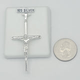 Pendants - 925 Sterling Silver. High Polished Hollow Crucifix.
