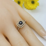 Rings - 18K Gold Plated. Black Crystal Squate Ring. *Premium Q*