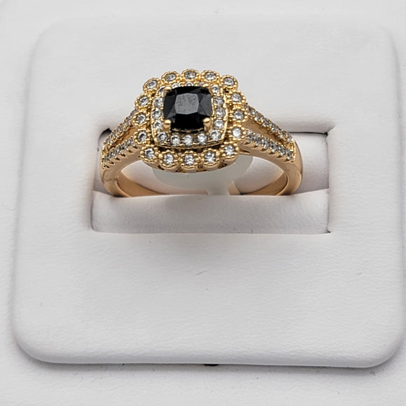 Rings - 18K Gold Plated. Black Crystal Squate Ring. *Premium Q*