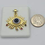 Pendants - Yellow Gold Plated. Sun. Evil Eye. Multicolor crystals.