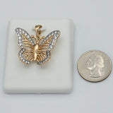 Pendants - 18K Gold Plated. Butterfly with crystals. *Premium Q*