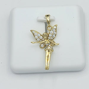 Pendants - 14K Gold Plated. Fairy with Crystals. Hada Madrina. *Premium Q*