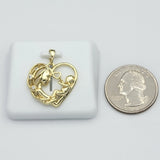 Pendants - 14K Gold Plated. Heart with Mom & Baby. *Premium Q*