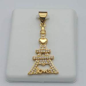 Pendant - 18K Color Gold Plated. Eiffel Tower- with crystals.