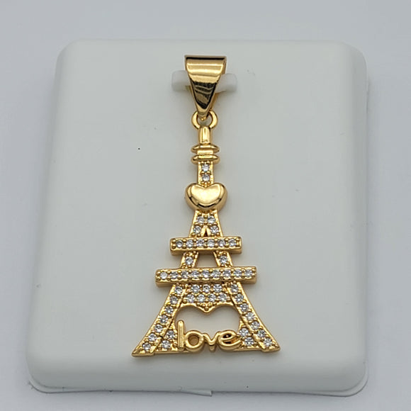 Pendant - 18K Color Gold Plated. Eiffel Tower- with crystals.
