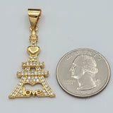 Pendant - 18K Color Gold Plated. Eiffel Tower- with crystals.