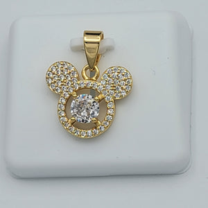 Pendant - 18K Color Gold Plated. Mouse with crystals.