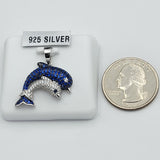 Pendants - 925 Sterling Silver. Couple Dolphin. CZ.
