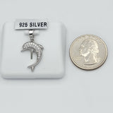 Pendants - 925 Sterling Silver. Dolphin. Clear CZ.