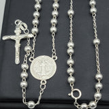 Rosary - 925 Sterling Silver. Saint Benedict Rosary Necklace Rosario San Benito