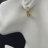 Earrings - 14K Gold Plated. Vintage Filigree Hoops with crystals. *Premium Q*