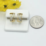 Earrings - 14K Gold Plated. Infinity Love Crystal Huggies. *Premium Q*