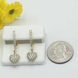 Earrings - 14K Gold Plated. Puffed Crystal Heart Huggies. *Premium Q*
