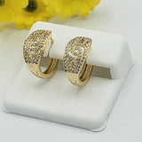 Earrings - 14K Gold Plated. Eye Crystals Huggies. *Premium Q*