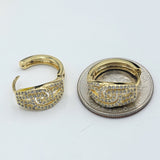 Earrings - 14K Gold Plated. Eye Crystals Huggies. *Premium Q*