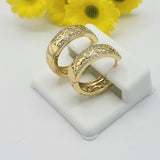 Earrings - 14K Gold Plated. Vintage Filigree Hoops with crystals. *Premium Q*