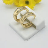 Earrings - 14K Gold Plated. Vintage Filigree Hoops with crystals. *Premium Q*