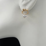 Earrings - 18K Gold Plated. Kitty Cat Stud Earrings -Crystals. *Premium Q*