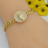 Bracelets - 14K Gold Plated. Our Lady of Guadalupe. Curb Link.