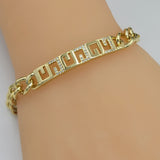Bracelets - 14K Gold Plated. ID Greek Style with crystals. *Premium Q*