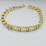 Bracelets - 14K Gold Plated. ID Greek Style with crystals. *Premium Q*