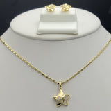 Sets - 14K Gold Plated. Star - Pendant - Chain - Earrings *Premium Q*