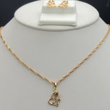 Sets - 18K Gold Plated. Rose Flower - Pendant - Chain - Earrings *Premium Q*