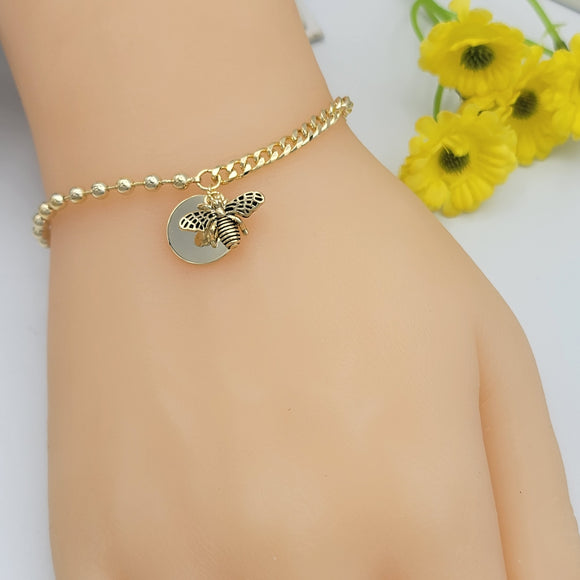 Bracelets - 14K Gold Plated. Bee Charm. *PremiumQ*