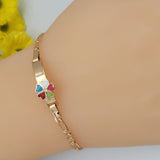 Bracelets - 18K Gold Plated. ID Bracelet for Girls. Multicolor Flower. *Premium Q*