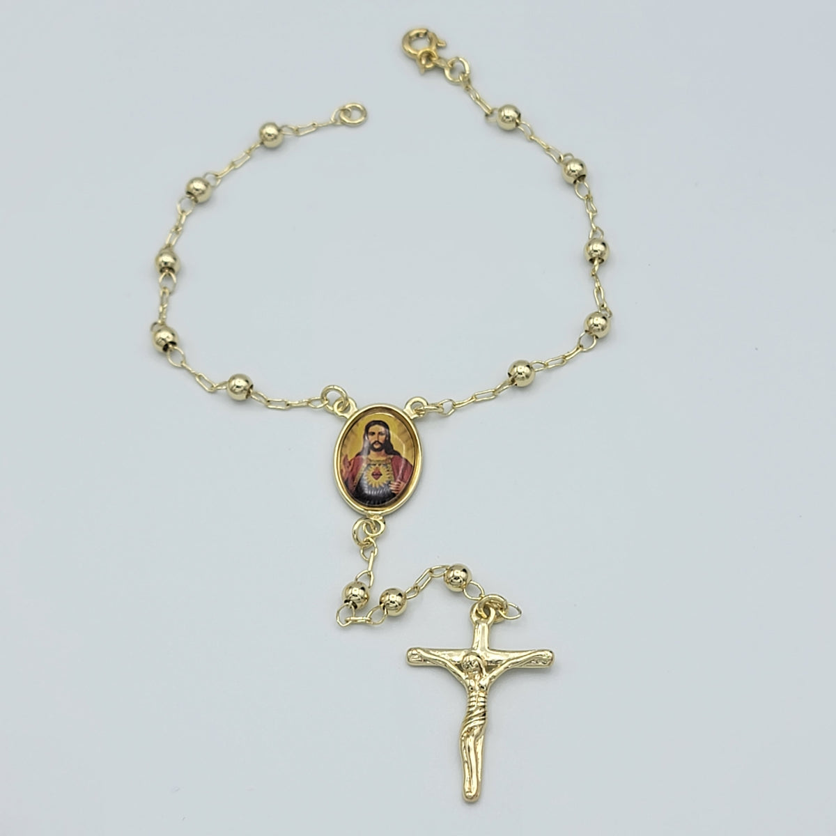 14k Two Tone Rosary Bracelet 7″ – Mayas Gold