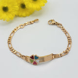 Bracelets - 18K Gold Plated. ID Bracelet for Girls. Multicolor Flower. *Premium Q*